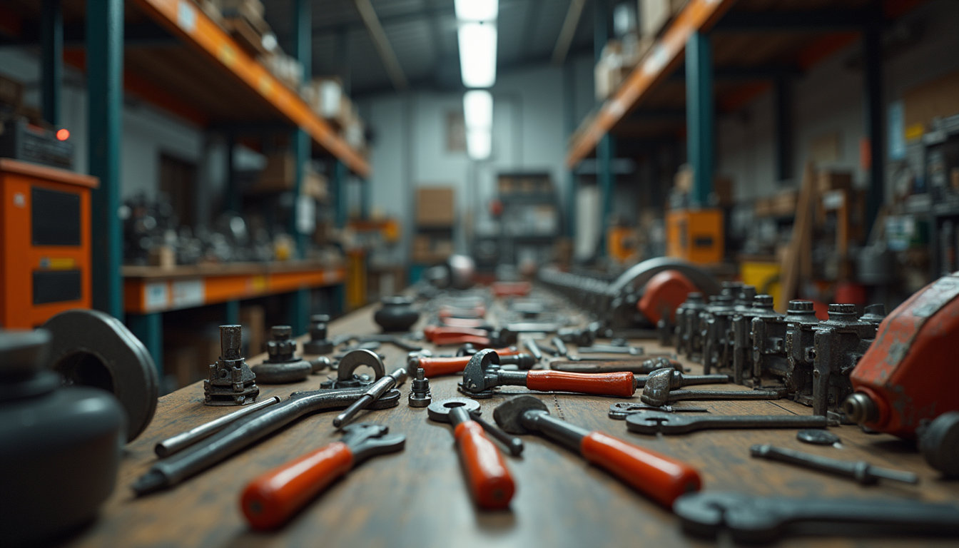 Wide-angle view of a workshop filled with various tools